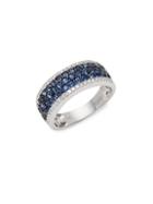 Effy 14k White Gold Pav&eacute; Sapphire & Diamond Ring