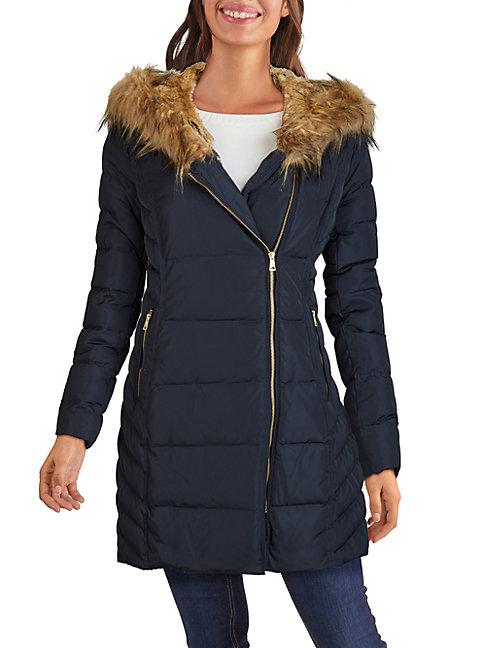 Cole Haan Faux Fur-trim Hooded Quilted Jacket