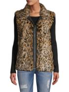 Adrienne Landau Reversible Leopard-print Rabbit Fur Vest