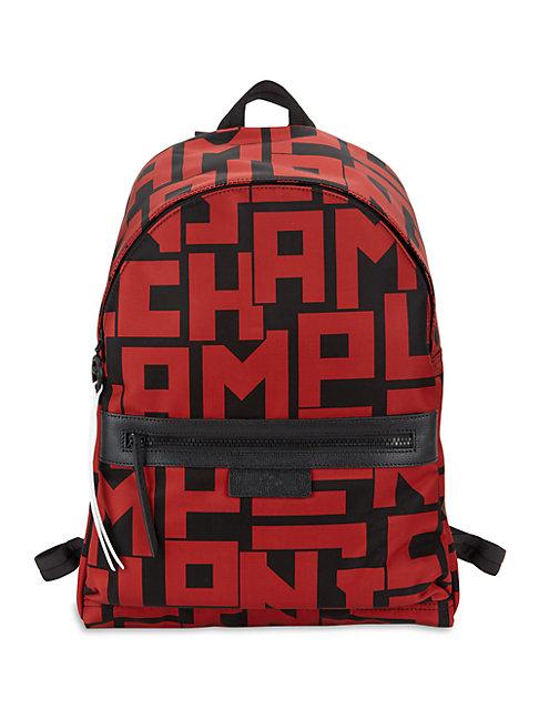Longchamp Logo Leather-trim Canvas Backpack