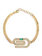 Gabi Rielle Celebration Emerald Paper Clip 14k Gold Vermeil & Crystal Bracelet