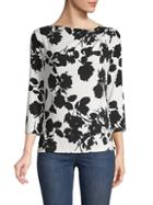 St. John Floral Pleated Top
