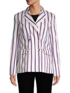 English Factory Striped Double-breasted Blazer