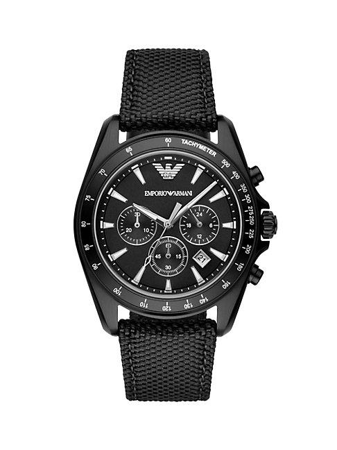 Emporio Armani Sigma Leather-backed Cordura Tactical Nylon Strap Chronograph Watch