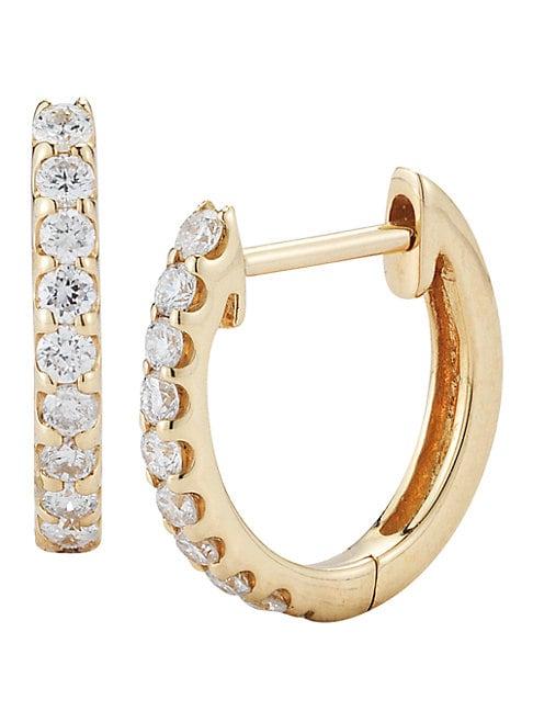 Nephora 14k Yellow Gold & Diamond Hoop Earrings