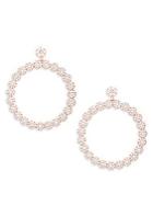 Cz By Kenneth Jay Lane Rose Goldplated Cubic Zirconia Pave Disk Drop Hoop Earrings