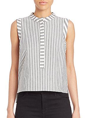 Milly Pinstriped Pleat Back Top
