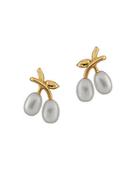 Masako Pearls 5-5.5mm White Pearl & 10k Yellow Gold Drop Earrings