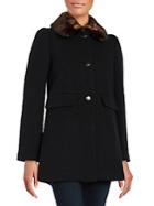 Kate Spade New York Faux Fur-trimmed Button-front Coat
