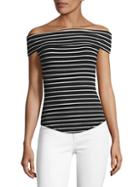 Free People Striped Off-the-shoulder Top