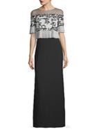 Tadashi Shoji Embroidered Lace Full-length Gown