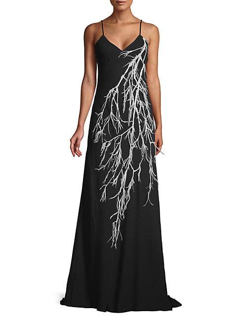 Halston Heritage Graphic Long Gown