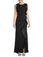 Carmen Marc Valvo Infusion Ruffled Crepe Gown
