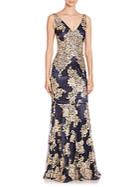 Theia Lace Embellished Sleeveless Trumpet Gown