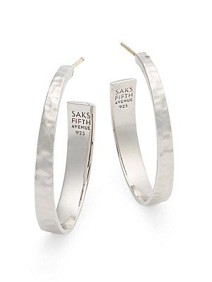 Saks Fifth Avenue Hammered Sterling Silver Hoop Earrings/1.5