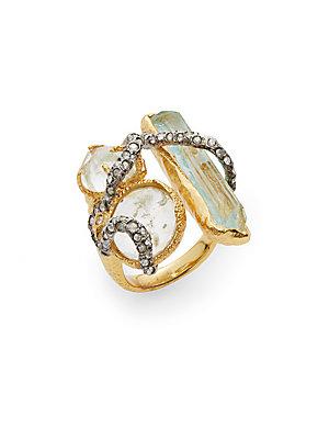 Alexis Bittar Elements Moonlight Crystal Vine Three-stone Ring