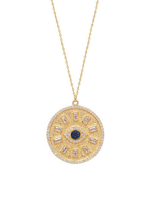 Gabi Rielle Love And Protection Gold Vermeil & Cubic Zirconia Evil Eye Pendant Necklace