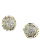 Effy Balissima Sterling Silver And 18kt. Yellow Gold Pave Diamond Circle Earrings