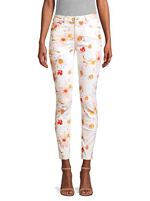 7 For All Mankind High-rise Floral Ankle Skinny Jeans