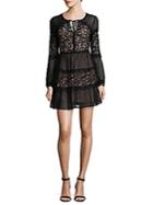 Willow & Clay Paneled Sheer Lace Mini Dress