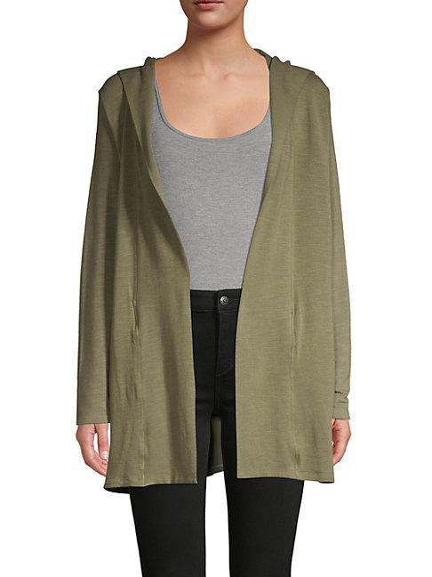 Monrow Hooded Open-front Cardigan