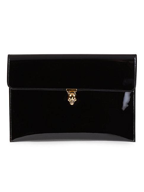 Alexander Mcqueen Skull Clasp Patent Leather Pouch