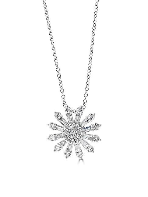 Effy 14k White Gold & Diamond Sunray Pendant Necklace