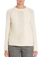 Valentino Solid Cable Crewneck Sweater