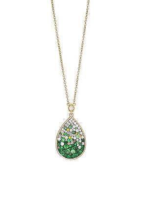 Plev Diamond And 18k Yellow Gold Tsavorite Ombre Pendant Necklace