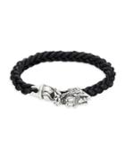 King Baby Studio Dragon Bite Sterling Silver Leather Braided Bracelet