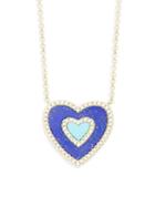Saks Fifth Avenue Diamond 14k Yellow Gold Gemstone Heart Pendant Necklace