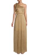 Dress The Population One-shoulder Metallic Gown