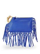 Valentino Pebbled Leather Fringed Clutch