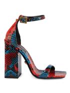 Versace Embossed-snakeskin Leather Block Heel Sandals