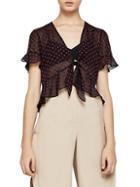 Bcbgeneration Tie-front Dot Ruffled Top