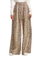 Zimmermann Eye Spy Leopard Silk Wide-leg Pants