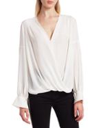 7 For All Mankind Cross Front Drape Silk-blend Top