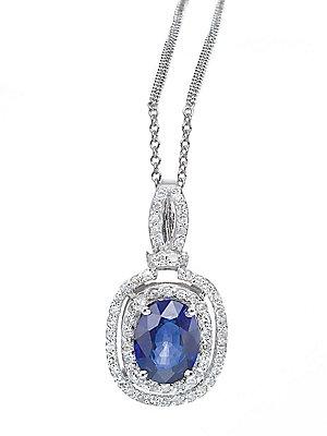 Effy 14k Sapphire And Diamond Pendant In White Gold