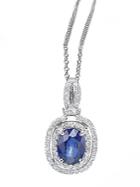 Effy 14k Sapphire And Diamond Pendant In White Gold