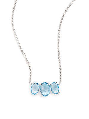 Saks Fifth Avenue Blue Topaz & 14k White Gold Pendant Necklace