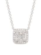 Saks Fifth Avenue 14k White Gold & Diamond Square Pendant Necklace