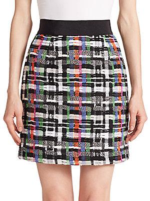 Milly Zip-back Tweed Skirt