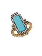 Freida Rothman Turquoise Embellished Rectangle Ring