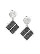 Freida Rothman Contemporary Deco Square Crystal And Sterling Silver Drop Earrings