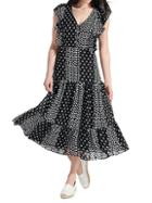 Sam Edelman Polka Dot Flutter-sleeve Midi Dress