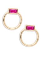 Ava & Aiden Small Goldtone Pink Glass Stone Hoops