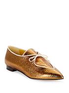 Charlotte Olympia Winky Embossed Metallic Leather Oxfords