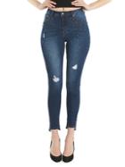 La La Anthony Distressed Faux Pearl-accented Skinny Jeans