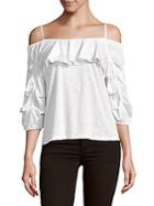 Supply & Demand Ruffle -sleeve Cold-shoulder Top