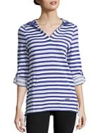 Marc New York By Andrew Marc Performance V-neck Long-sleeve Striped Hoodie